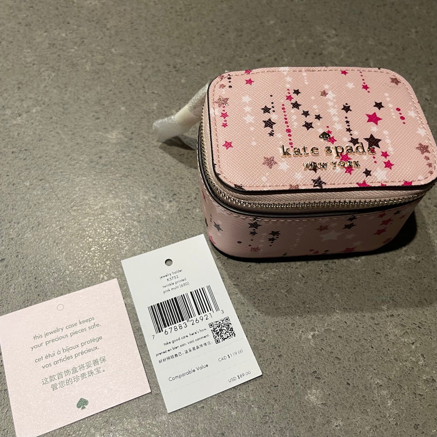 Kate Spade Twinkle Pink Leather Travel Jewelry Box