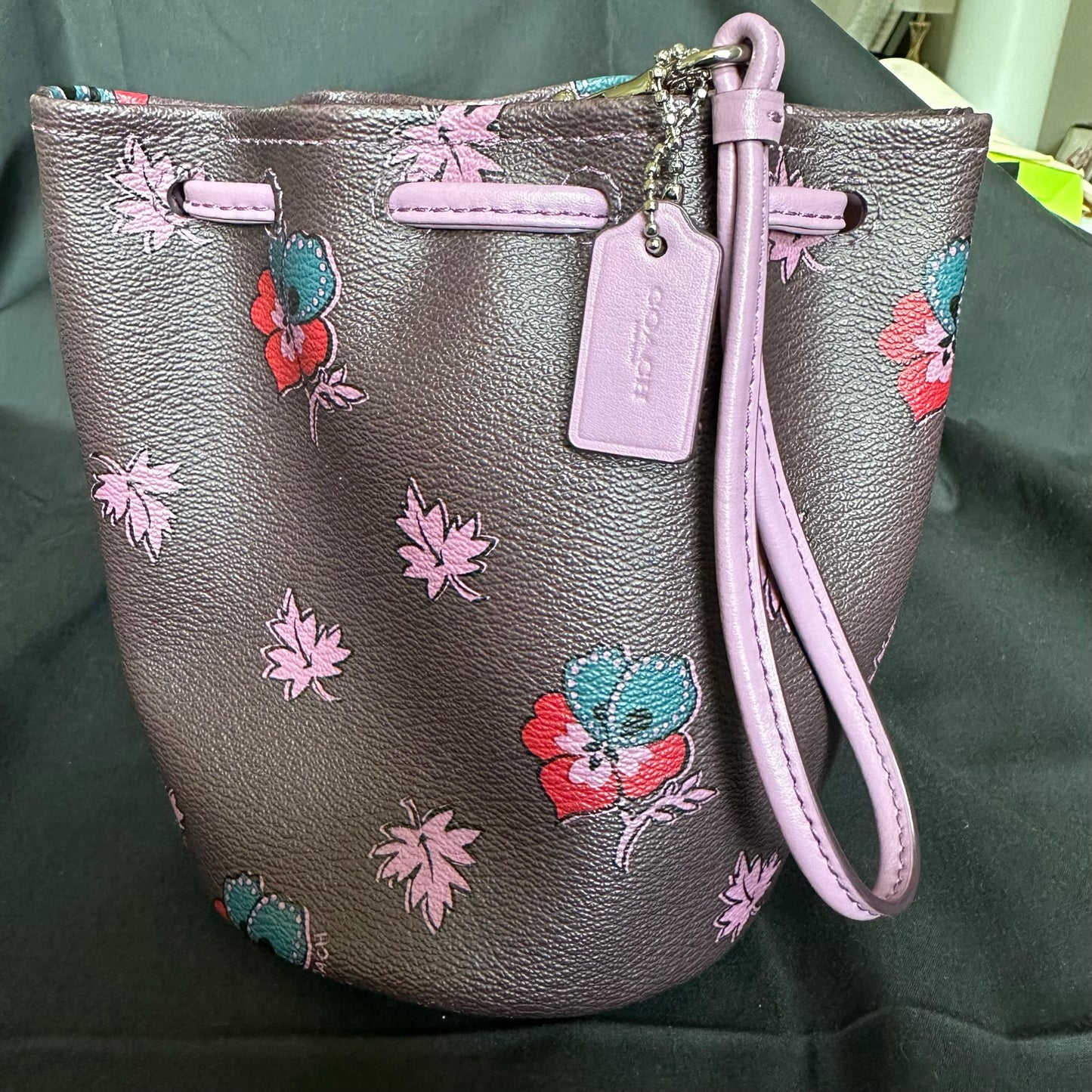 COACH Wildflower Cinch Wristlet with matching card case