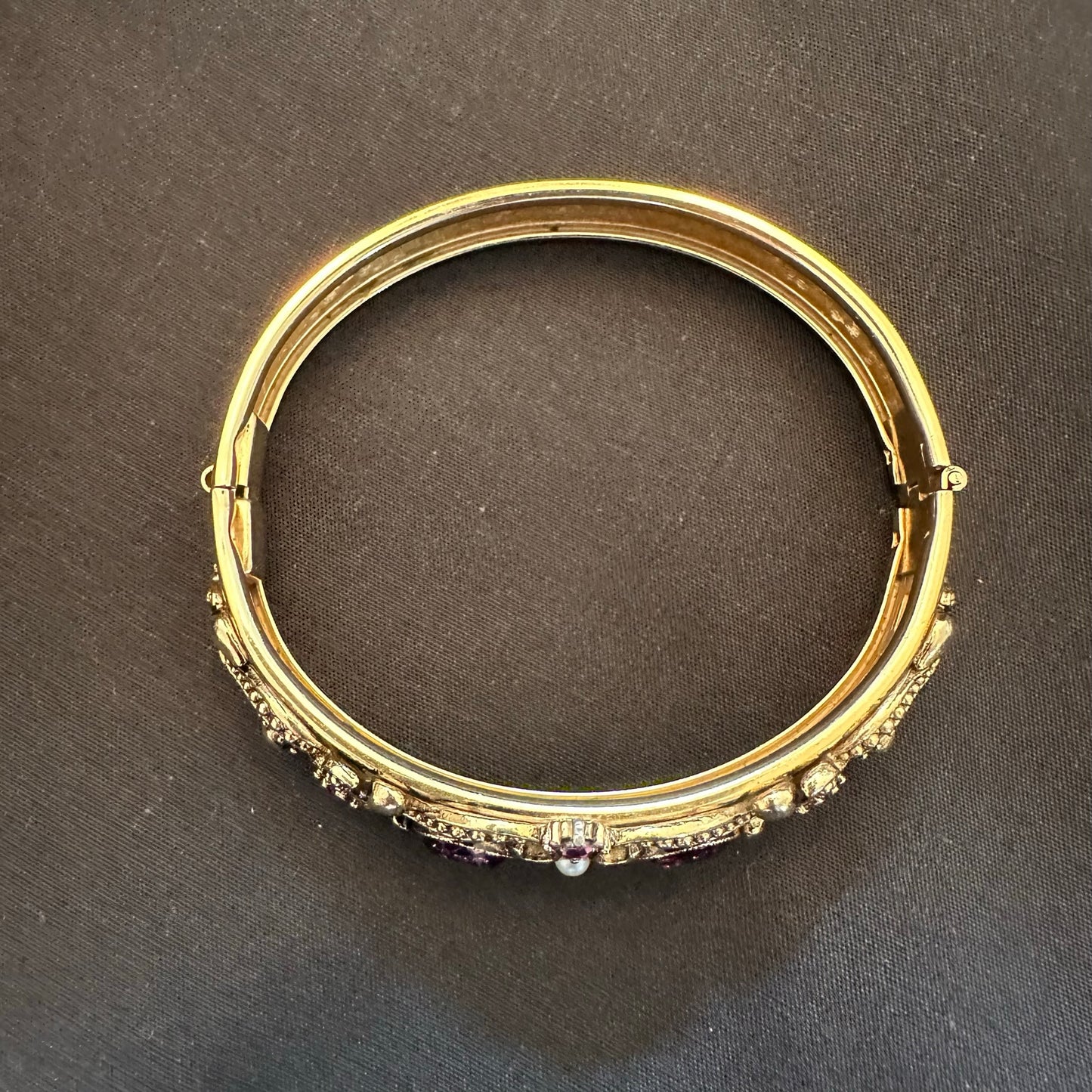 Vintage Avon Amethyst & Gold Bangle Bracelet